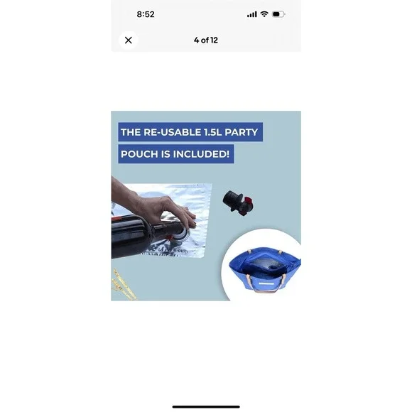 NWT Portovino City Tote Bag Blue Canvas Wine Purse With Hidden Insulated Compart - Picture 2 of 12